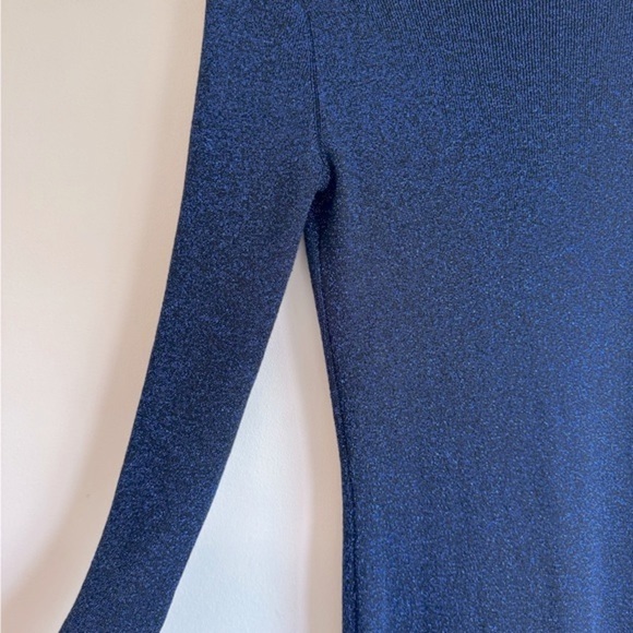 Zara High Neck Blue Metallic Knit Midi Dress - Picture 9 of 9